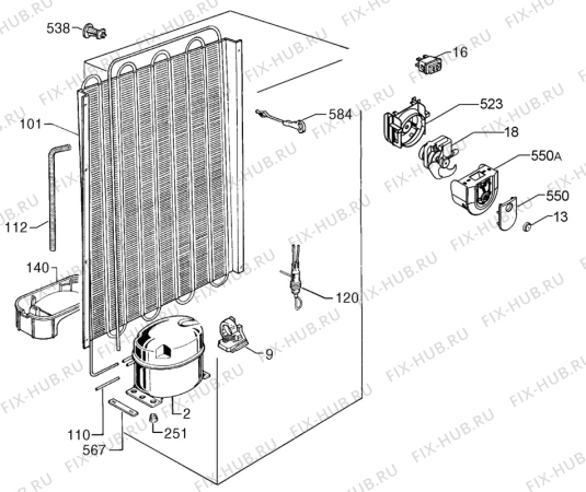 Взрыв-схема холодильника Arthurmartinelux ARA34291W8 - Схема узла Cooling system 017